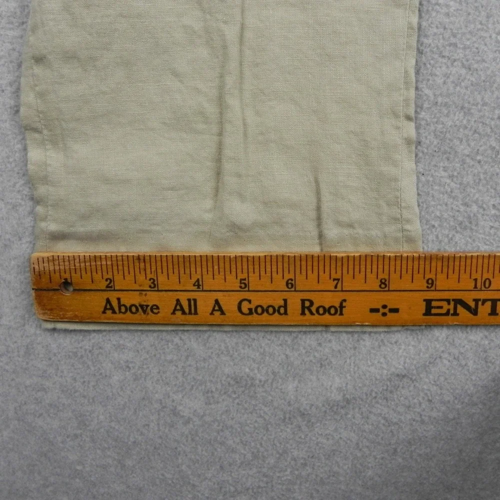 Calvin Klein Linen Pants Mens 38 Pleated Straight Leg Khaki Beige Dress Trousers